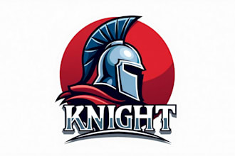 give wonderful red blue knight helmet warrior logo design