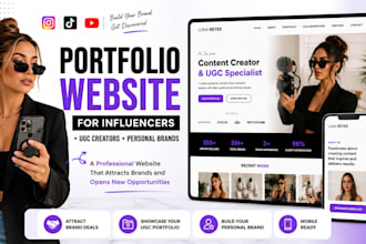 design a portfolio website for influencer, ugc creator, and personal brand