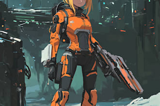 unique fantasy, sci fi, character with hyper realistic style