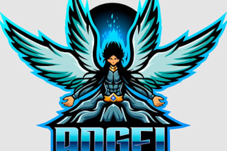 make unique angel gold mascot logo with free source file