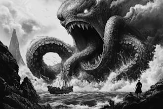 draw aesthetic black and white illustration artwork