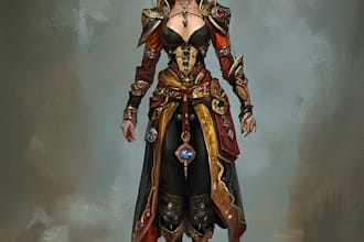 make magical fantasy game character drawings or scenes