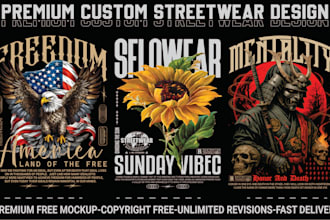 create custom luxury streetwear t shirt design and graphic t shirt  design