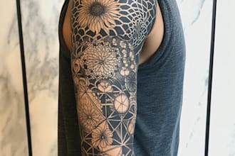 draw custom tattoo design realistic, full sleeve tattoo artist