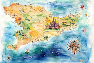 watercolor map illustration just for you