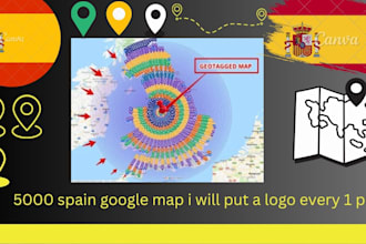 do 5000 spain google map i will put a logo every 1 pin