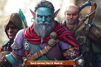 create fantasy, dnd character design, dnd party illustration