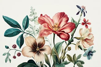 draw botanical illustrations of flowers, plants, fruits
