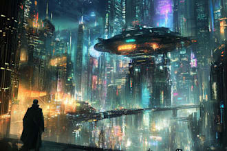 draw concept art illustration science fiction city, cyberpunk