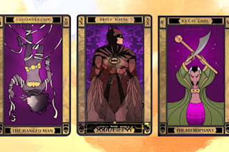 design custom card deck, tarot card, dark style card, character card game design