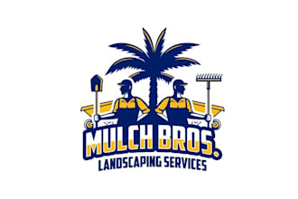 design cartoon fun mulch and landscaping logo