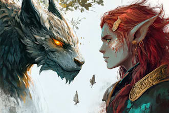 draw d and d character art and fantasy creature in my style