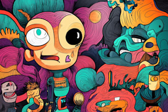 create doodle illustration, cartoon and nft art in my style