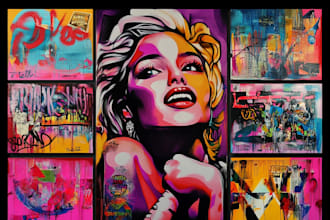 create graffiti pop art canvas designs and murals