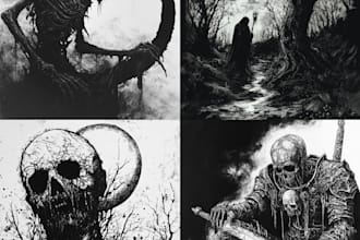 draw anything dark art, horror, black metal art illustration