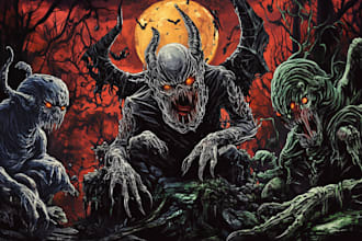 custom illustration dark art and psychedelic
