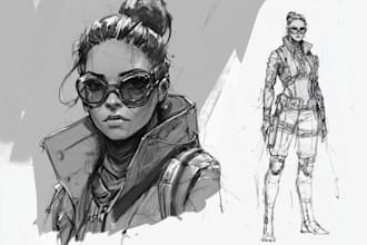sketch of your character, sci fi fantasy, cyberpunk
