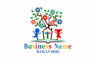 design daycare childcare babyshop school and kids logo