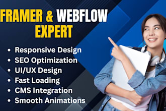 build, optimize, modern UI UX, responsive, SEO friendly webflow, framer sites