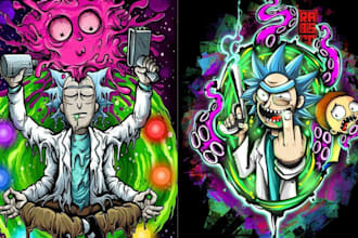 draw stoner psychedelic weed trippy creepy psychobilly art monster illustration