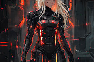 unique sci fi character illustration or sci fi character art
