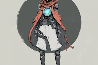create a sci fi character art and sci fi illustration in unique style