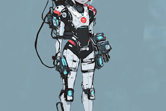 do a sci fi character art and sci fi illustration in unique style