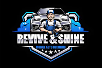 design a professional automotive auto detailing car wash mobile detailing logo