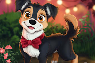 draw your pet portrait into cute disney style