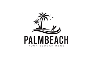 custom palm tree beach logo with a tropical vibe