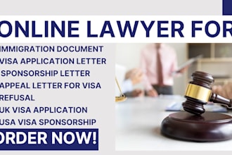 immigration online lawyer visa application sponsorship letter for UK USA canada