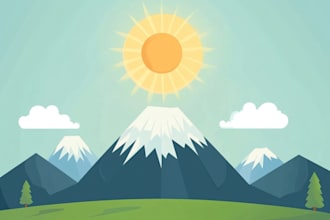 create a vector art illustrator sign flat mountain landscape