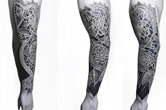 create sleeve tattoo design in geometric style
