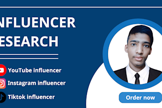 research and find the best youtube, instagram,  tiktok influencer research