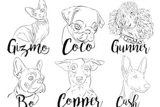 raw your pet animal in line art, one line art, line art icon illustration logo