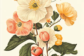 hand draw botanical illustration line art of  plants, fruits, flowers, vegetable