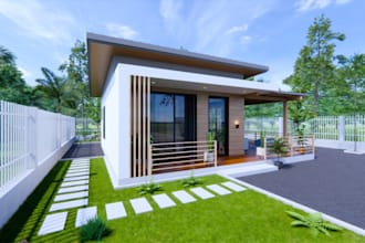 remodel small space interior,terrace pool design, gardening exterior rendering