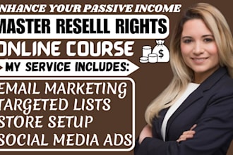 promote master resell rights, online course with sales funnel for passive income