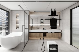 do 3d bathroom interior design and render