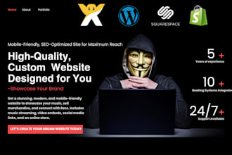 design music website, artist website, band website, wix studio booking website