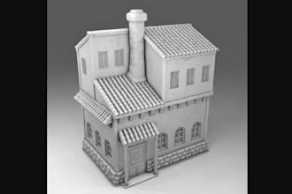 do medieval terrain,building ruin,wooden house, mini cottage, fortress for print