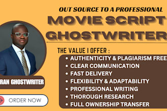 ghostwrite movie script feature film script screenplay,TV series, movie recap,