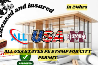 do fast, reliable structural engineer with pe stamp for city permits, USA