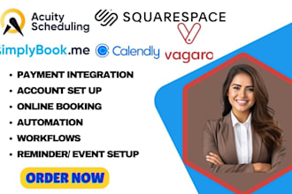 set up calendly, acuity scheduling, vagaro, simplybook me, square
