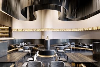 renovate 3d restaurants,change interior structure,lightup modern elements,render