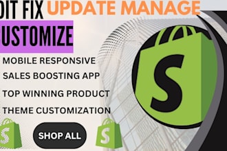 fix shopify bug, shopify website, design shopify store, product listing,