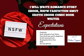 write romance story ebook, nsfw fanfiction smut erotic ebook comic book writer