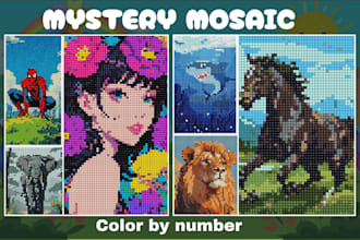 mystery mosaic bold and easy color by number coloring book for amazon kdp