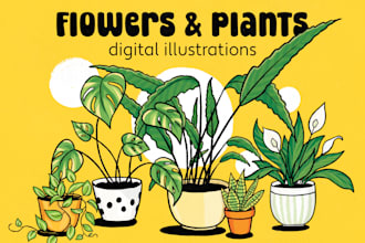 draw detailed flower, plant or bouquet illustration