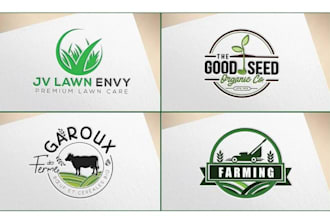 do organic food, BBQ, lawn care, vegan and farm logo